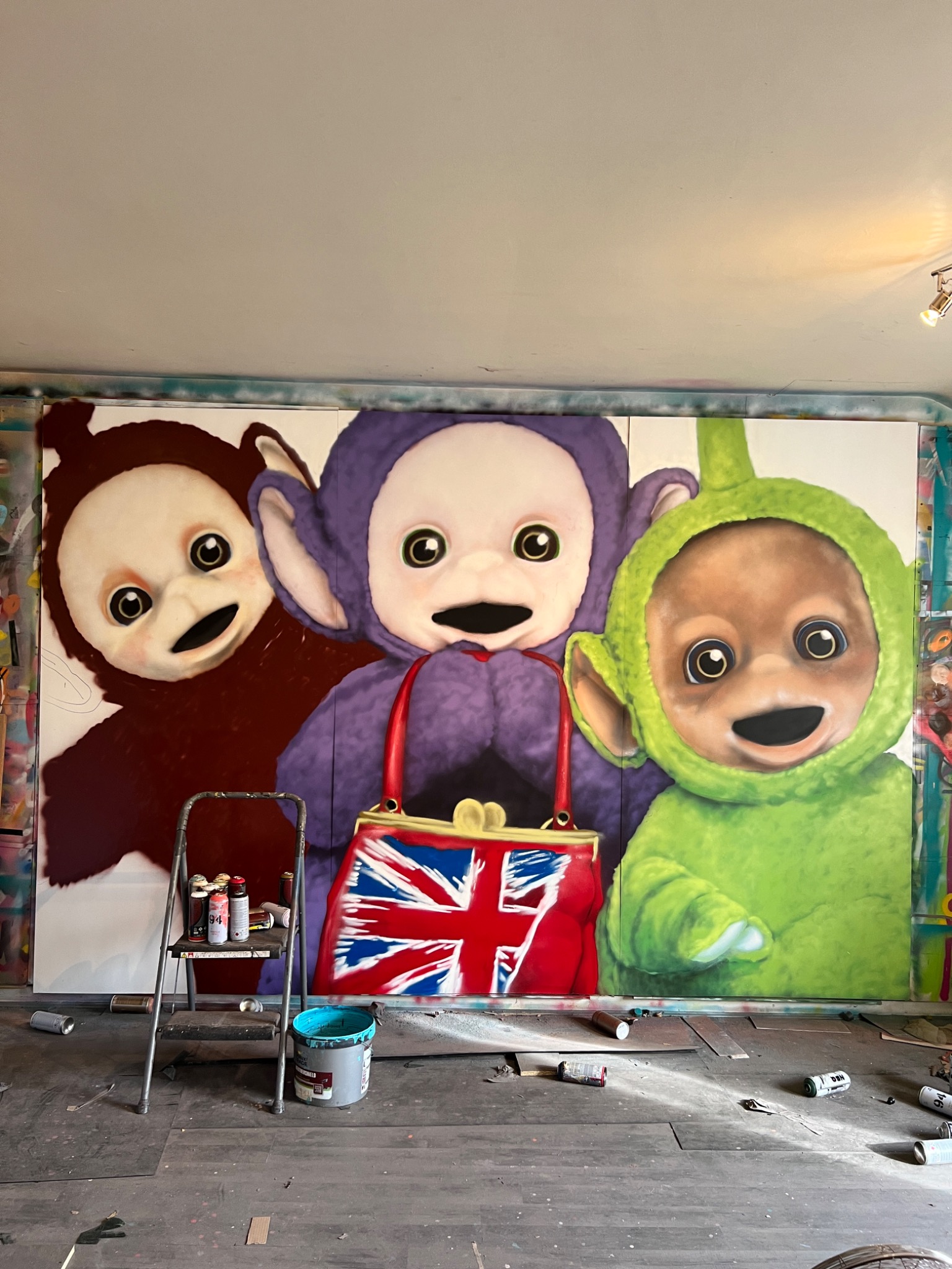 Character SlapUp panels being painted in the Meana studio